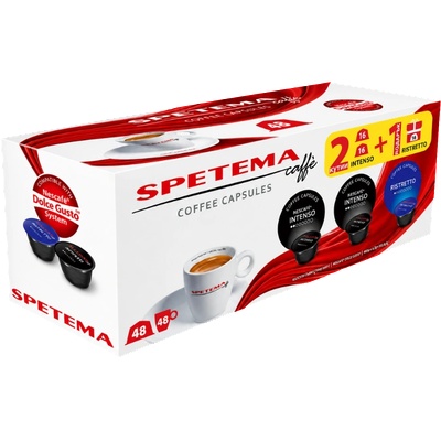 Spetema Caffe Кафе капсули Spetema 2 кутии Intenso с подарък 1 кутия Ristretto съвместими с Dolce Gusto, 48 капсули