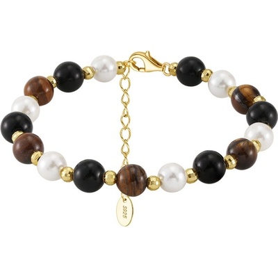 Majya Stříbrný náramek s přívěsky TAYLOR pozlacený 11885