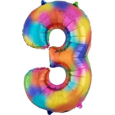 Amscan Fóliové číslo 3 duhové 88 cm