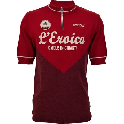 Santini Мъжка фланелка с къс ръкав за колоездене Santini Eroica 29° Gaiole Cycling jersey - Bordeaux - размер XXL (056-4377-0115)