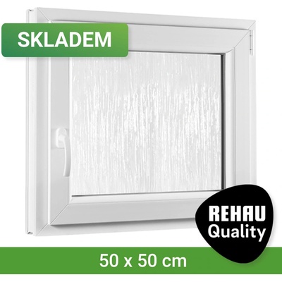 SKLADOVÁ-OKNA.cz Jednokřídlé pl. okno REHAU Smartline+, otvíravo-sklopné pravé, sklo kůra 500 x 500