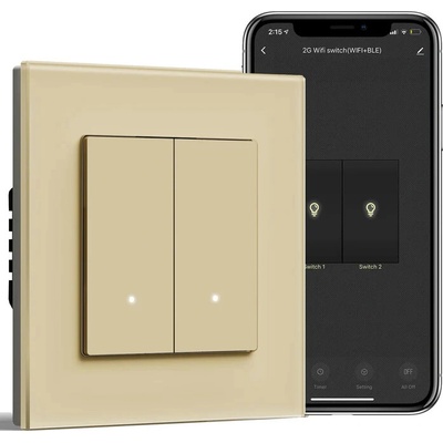 BSEED Smart WiFi svetelný vypínač - Echo Click Zlatá 2