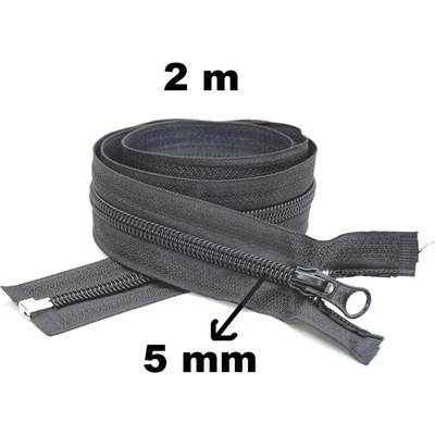 Zips špirálový, farba grafitová 5 mm, dĺžka 200 cm