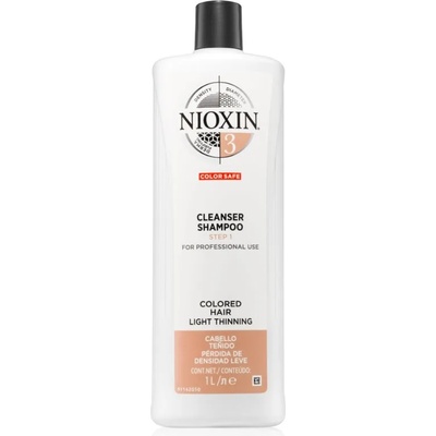 Nioxin System 3 Color Safe почистващ шампоан за боядисана и оредяваща коса 1000ml