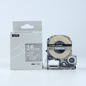 Compatible Epson LK-ST36SW, 36mm x 9m, бял печат / прозрачен субстрат, съвместима лента (LKST36SW)