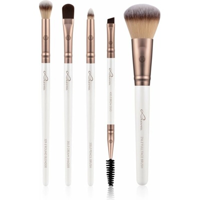 Luvia Cosmetics Daily Selection Luvia Cosmetics Elegance Full Face Brush multifunkční štětec na obličej 1 ks + štětec na rozmazávání očních stínů 1 ks + plochý štětec na oční stíny 1 ks + malý štětec