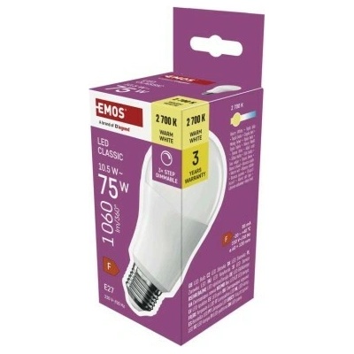 Emos LED žárovka Classic A60 E27 10,5 W (75 W) 1 060 l