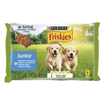 Friskies Puppy VitaFit s kuraťom a mrkvou v šťave 4 x 100 g