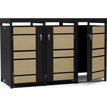 Blumfeldt BinSafe, контейнер за отпадъци, 3 кофи за отпадъци, 240 л, заключващо се, поцинкована стомана, устойчива на атмосферни влияния, (KG29-3door-mb-pl) (KG29-3door-mb-pl)