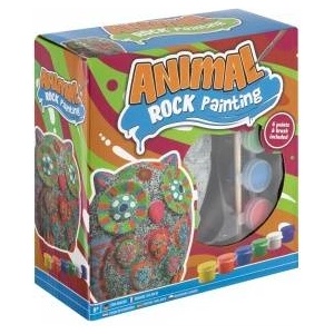 Grafix Owl rock painting, 12 cm + 6 paints and pedzel