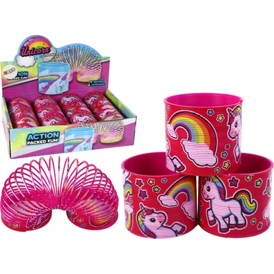 Lean Toys Dětská pružina tmavě růžová s jednorožcem