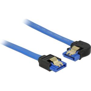 Delock SATA кабел Delock, 6 Gb/s, женски конектор, прав SATA женски конектор, с конектор, насочен наляво, 10 см, син