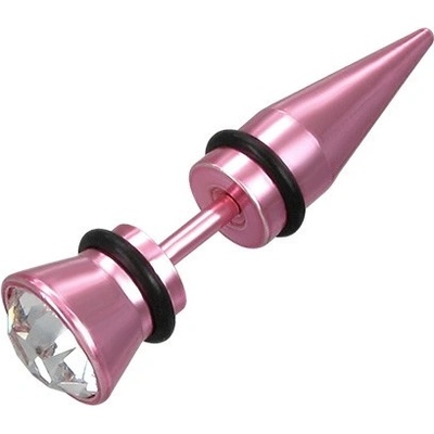 Šperky eshop falešný piercing neónovo růžový s velikým zirkonem E18.14