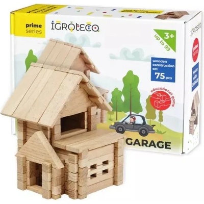 IGROTECO Дървен строителен комплект - Къща с гараж, 75 части (900118)