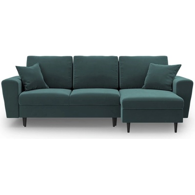 Cosmopolitan Design Кадифен разтегателен ъглов диван с място за съхранение в петролен цвят Kyoto - Cosmopolitan Design (COS_COR_2_F1_KYOTO7)