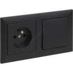 Legrand - Домашна розетка и еднополюсен ключ № 1 с рамка SUNO 250V черна (LR0065C)