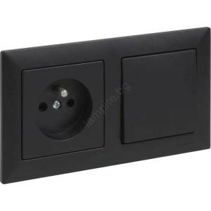 Legrand - Домашна розетка и еднополюсен ключ № 1 с рамка SUNO 250V черна (LR0065C)