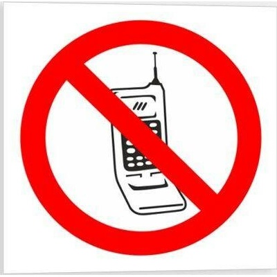 Traiva s.r.o Zákaz používání mobilních telefonů - symbol Verze: Samolepka 92 x 92 mm tl. 0.1 mm - Kód: 01338