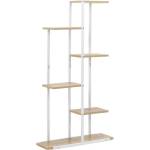 Sersimo Етажерка с 6 рафта от метал и MDF, 60x20x113 см, бяло и кафяво (GA0212)