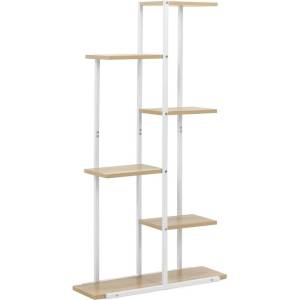 Sersimo Етажерка с 6 рафта от метал и MDF, 60x20x113 см, бяло и кафяво (GA0212)