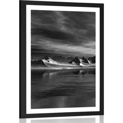 Plakát s paspartou futuristická planeta v černobílém provedení - 40x60 black