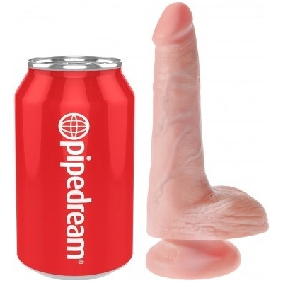 King Cock 6" Cock with Balls Flesh Dildo Bílý