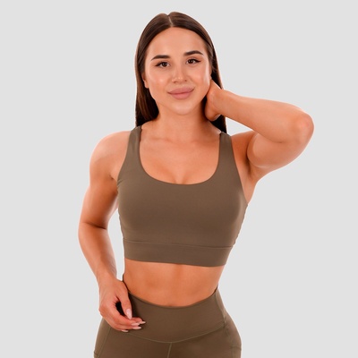 GymBeam Спортно бюстие Cut-Out Olive S