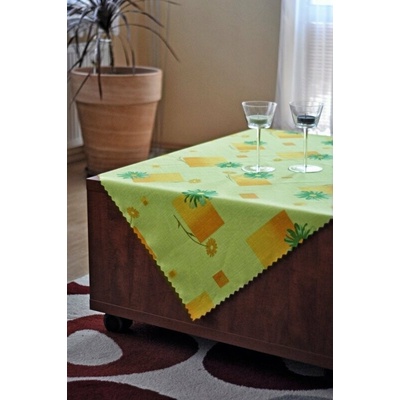 Irisette Ubrus teflon tisk 5634-2 100% polyester Oranžová Zelená květiny Ø 140cm 100% polyester