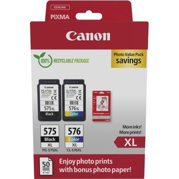 Canon PG575XL + CL576XL + 10x15 GP501 Photo Paper Multipack (5437C006)
