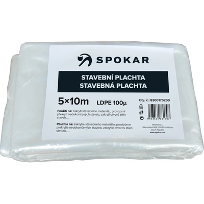 SPOKAR STAVEBNÍ PLACHTA PE 100 µ 5 x 10 m 8593534831797