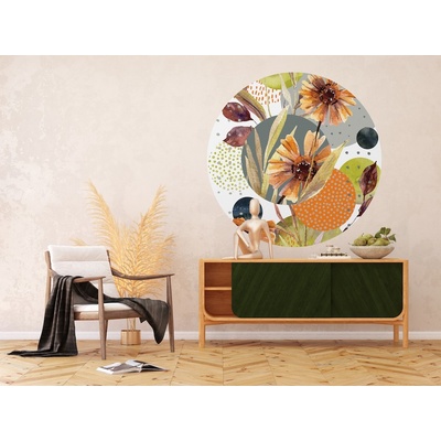 AG Design CR3319 Samolepicí vliesová fototapeta Květiny a tvary, rozměry 140 x 140 cm