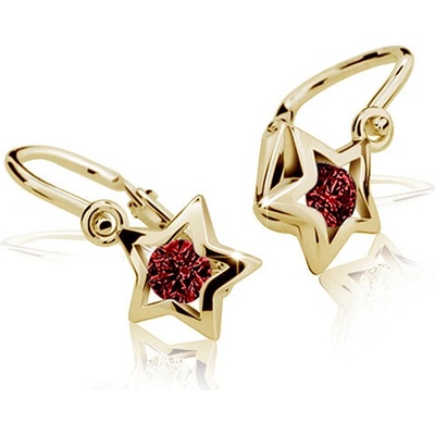 Zlatnictví Zlatíčko náušnice hvězdičky ze žlutého zlata s rubínem 04.960.00001