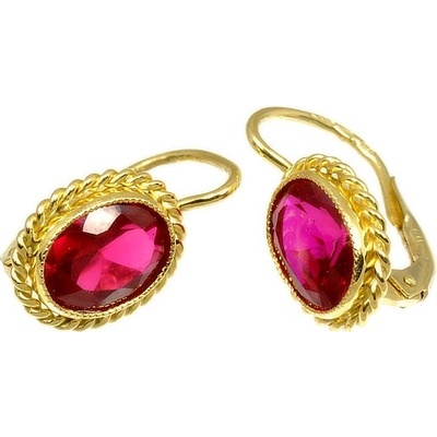 Šperky-NM zlaté náušnice s rubínem 2616