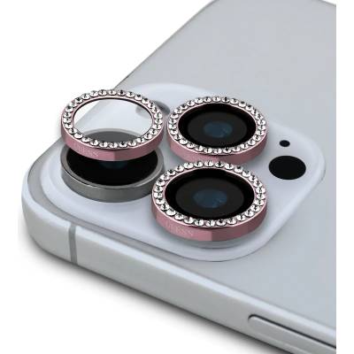 GUESS фиксирано блестящо защитно стъкло за камера за iPhone 16 Pro/16 Pro Max розово (GUCL163SGGP)