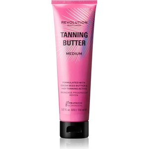 Revolution Beauty Tanning Butter подхранващо масло за тяло с автобронзиращ ефект цвят Light/Medium 150ml