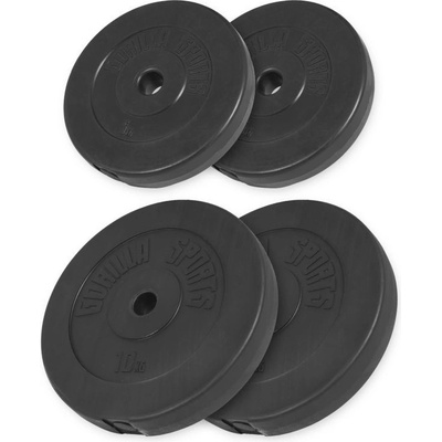 Gorilla Sports sada záťažových kotúčov z plastu 30 kg 2 x 5 kg 2 x 10 kg