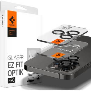 Spigen Протектор за Камерата на iPhone 15 Pro Max, Spigen EZ Fit Optik Pro Glas. tR 2бр. , Черен (AGL05205)