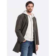 Ombre Clothing pánský crombie coat Gauddle grafitovo-khaki