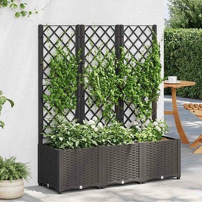 vidaXL květináč s mřížkou černý 120 x 40 x 136 cm PP