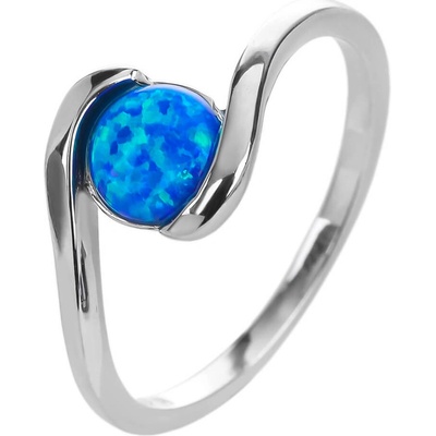 Bealio stříbrný prsten SOLITÉR modrý OPÁL 03 12593 3396