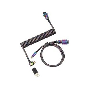 Keychron Premium Coiled Aviator Angled Cable Rainbow Plated