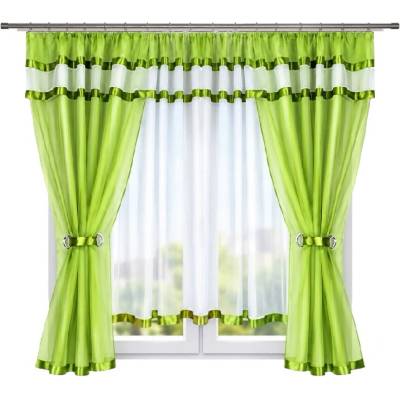 BytoTex Voálová záclona se závěsem Alena zelená 400x150 cm