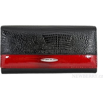 Cossroll Dámská kroko kožená peněženka v krabičce 01 5242 2 černo červená