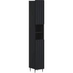 vidaXL Шкаф за баня с отворена рафт ZWOLLE Черно 30 x 31 x 189, 5 см (896376)