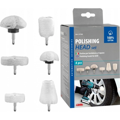 LAMPA Sada bavlněných lešticích hlavic na vrtačku 6 ks