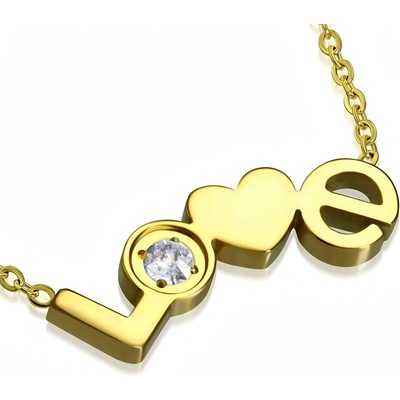 Šperky4U Zlacený ocelový řetízek s textem love OPE1066
