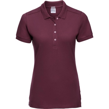 Russell Athletic 566f / Дамска еластична поло тениска с къс ръкав - бордо xxl (10566f37005)
