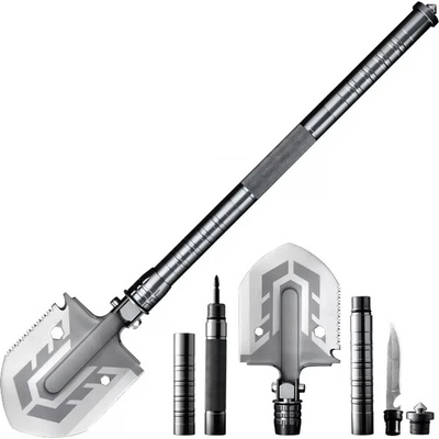 DRAGOWA Tactical DRAGOWA Тактическа сгъваема многофункционална лопата с ножница Cara, сребриста (DRG111.Silver)