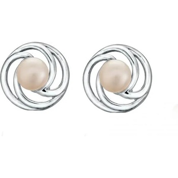 Image 1 of Swan Сребърни обици със сладководни бели перли SE0311W Swan