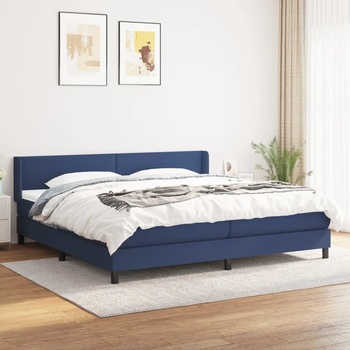 vidaXL Боксспринг легло с матрак, синьо, 200x200 см, плат (3129583)